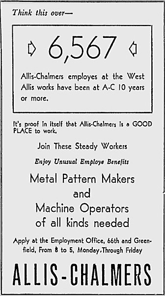 Work Ad for AC(Milwaukee Journal, April 23, 1952_